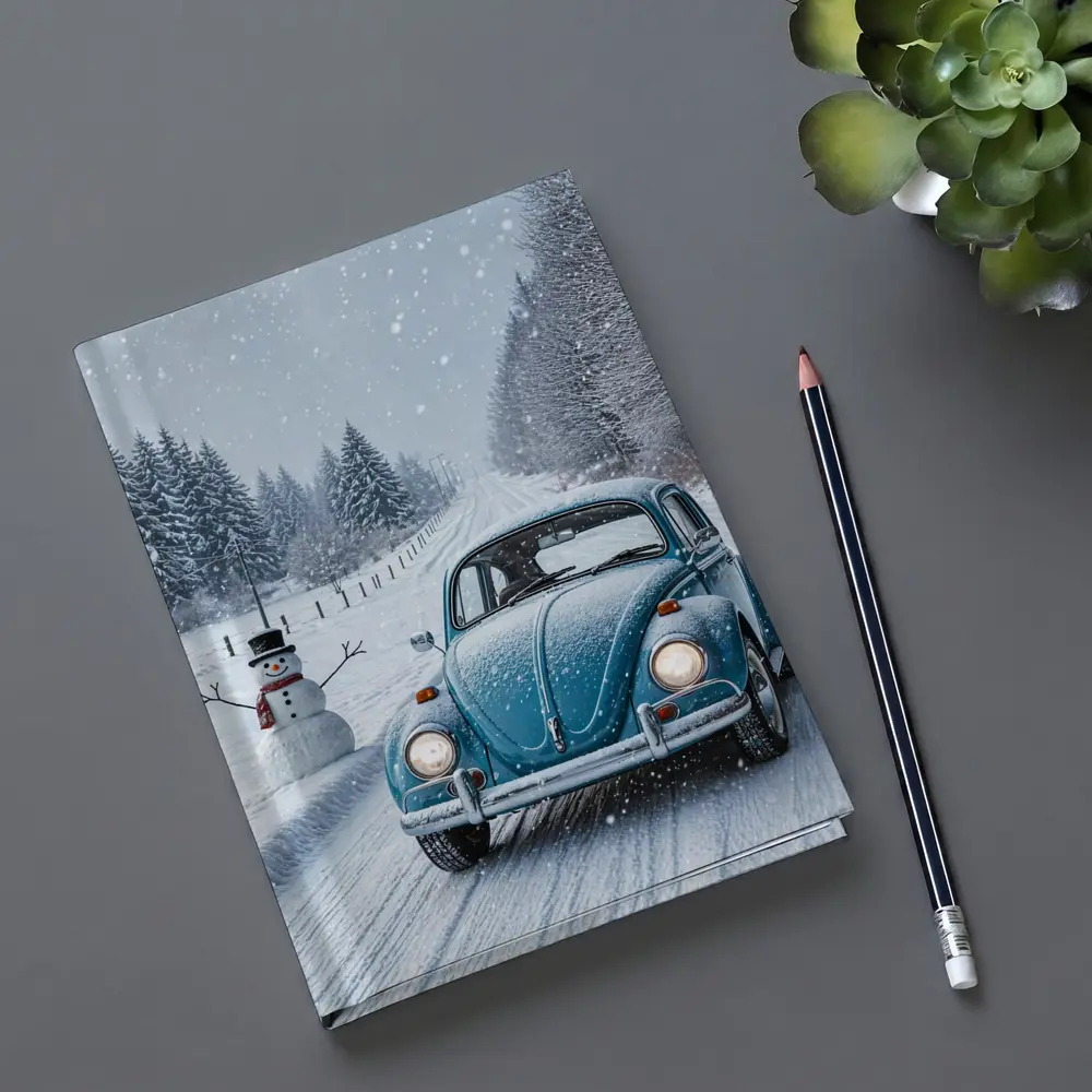 Volkswagen Beetle Classic Car Snowy Winter Road – Notebooks