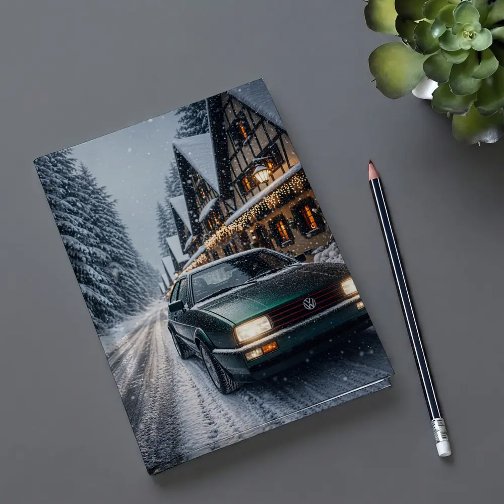 Volkswagen Corrado Green Car Snowy Winter Street – Notebooks