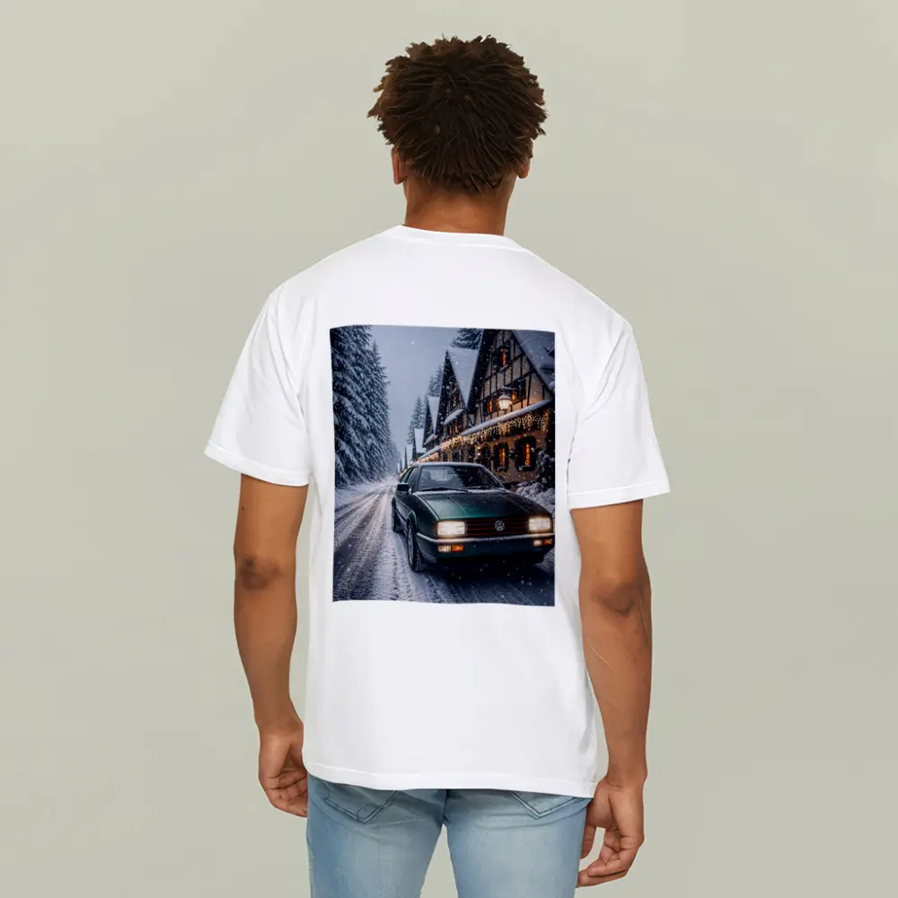Volkswagen Corrado Green Car Snowy Winter Street – T-Shirts