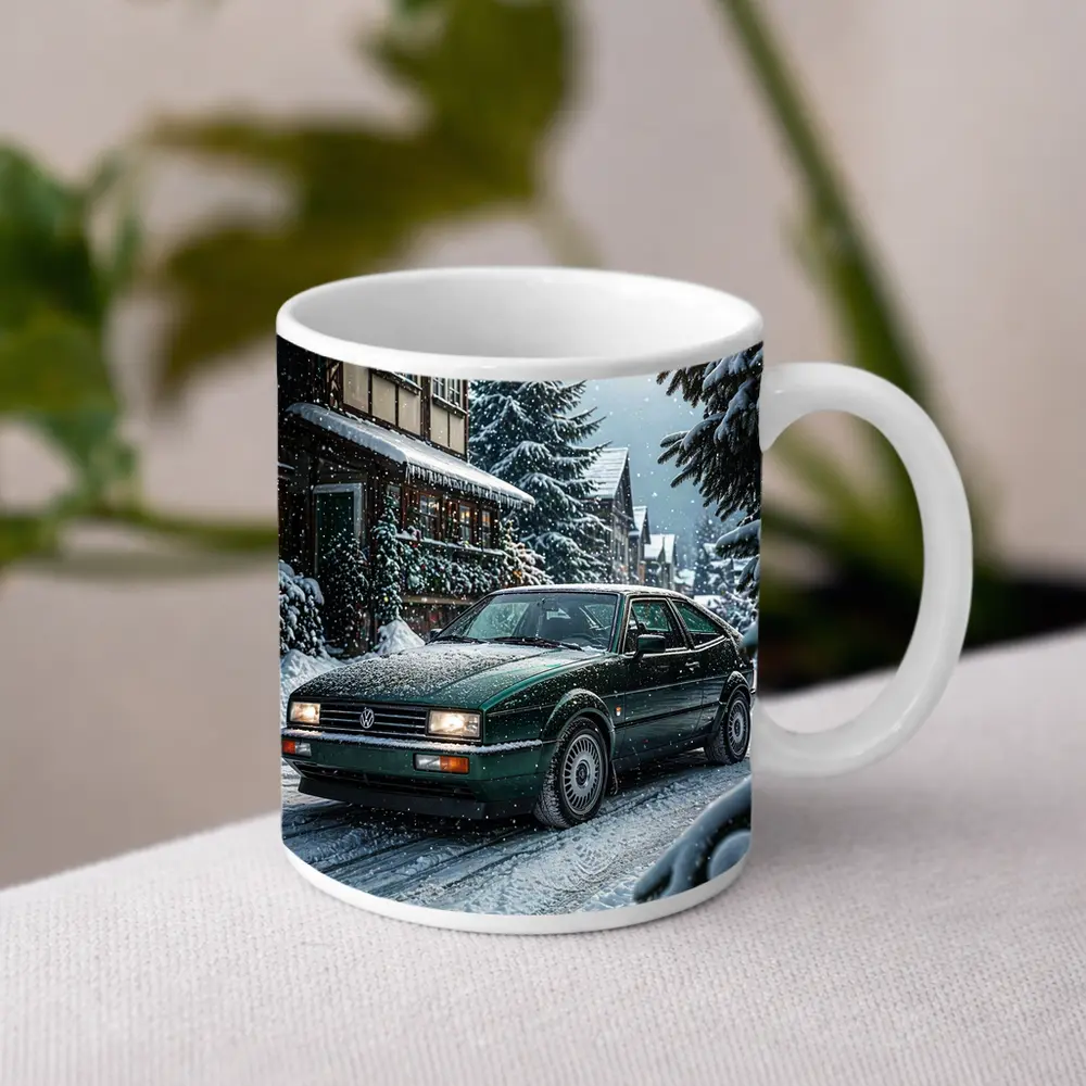 Volkswagen Corrado Green Car Winter Scene – Mugs