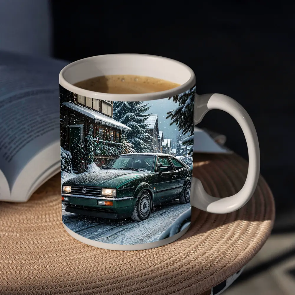 Volkswagen Corrado Green Car Winter Scene – Mugs