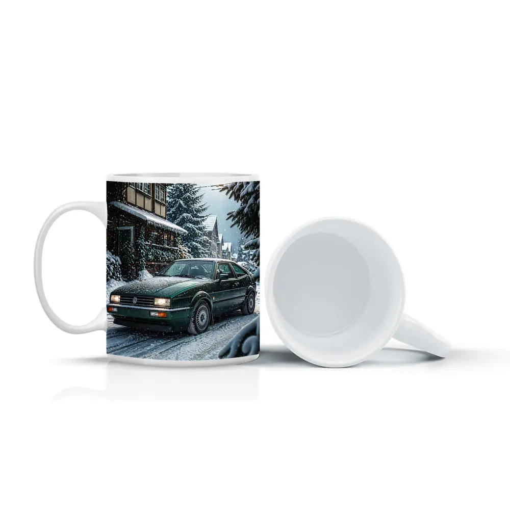 Volkswagen Corrado Green Car Winter Scene – Mugs