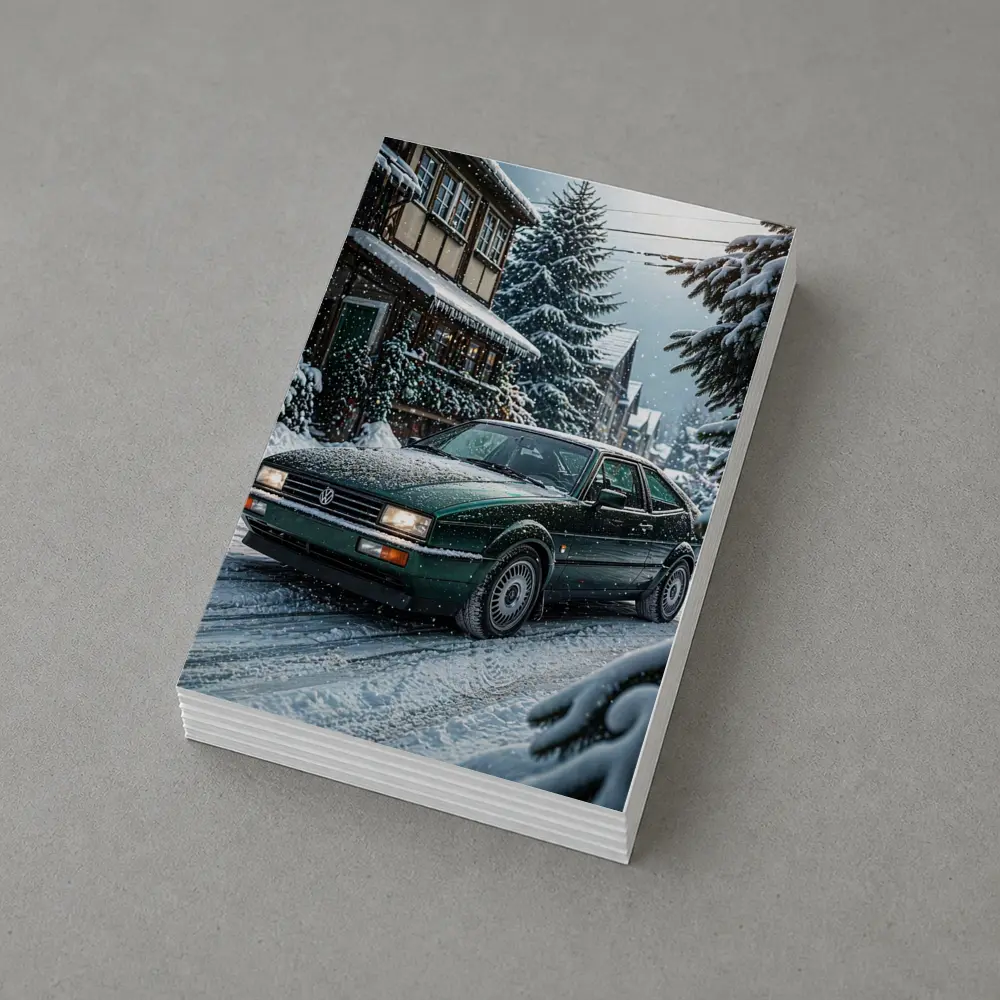 Volkswagen Corrado Green Car Winter Scene – Postcards