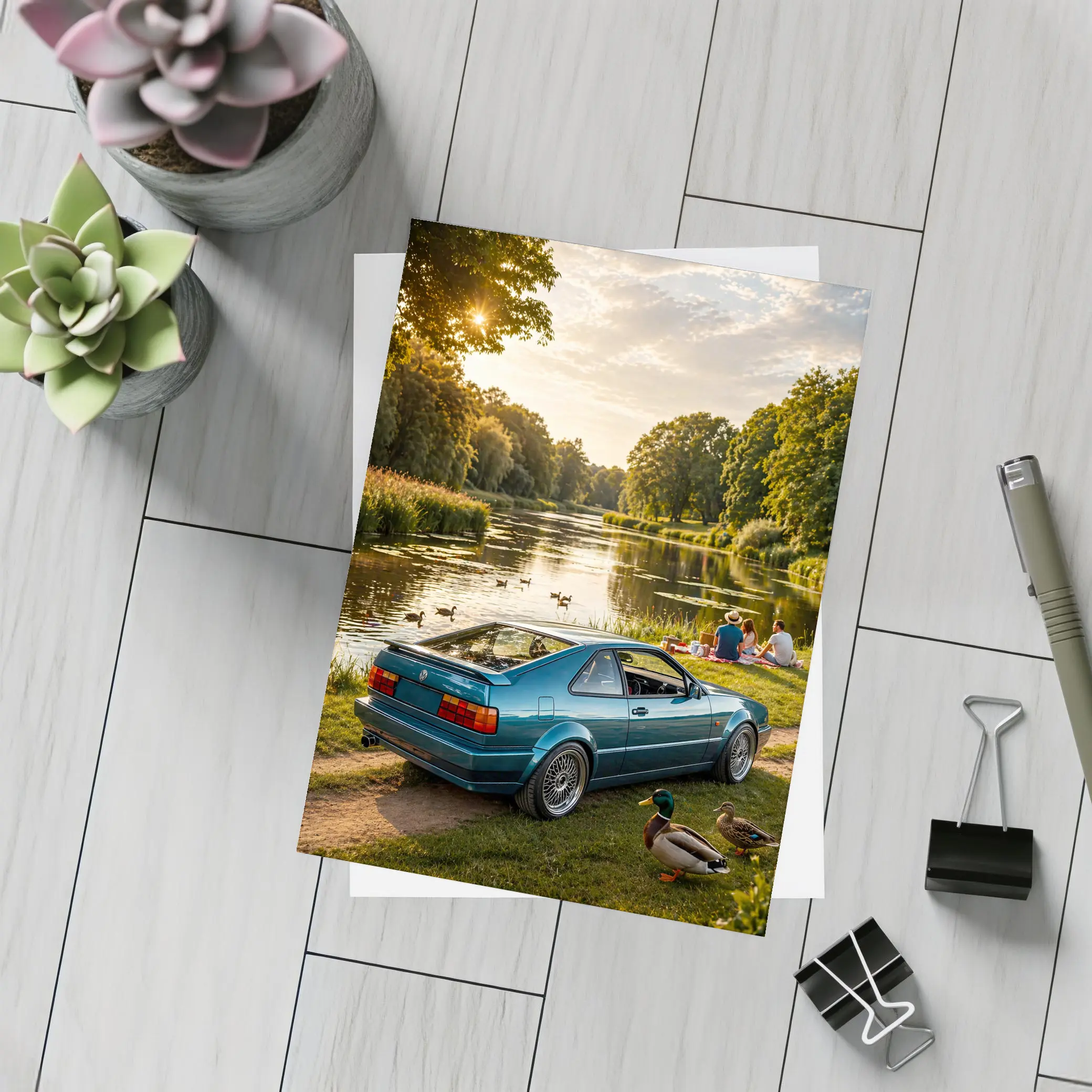 Volkswagen Corrado Blue Coupe by River – Postcards