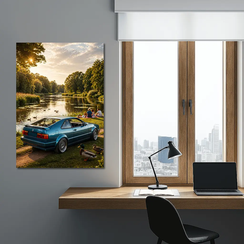 Volkswagen Corrado Blue Coupe by River – Wall Art