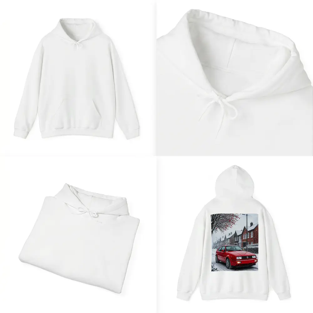 Volkswagen Corrado Red Car Snowy Street – Hoodies