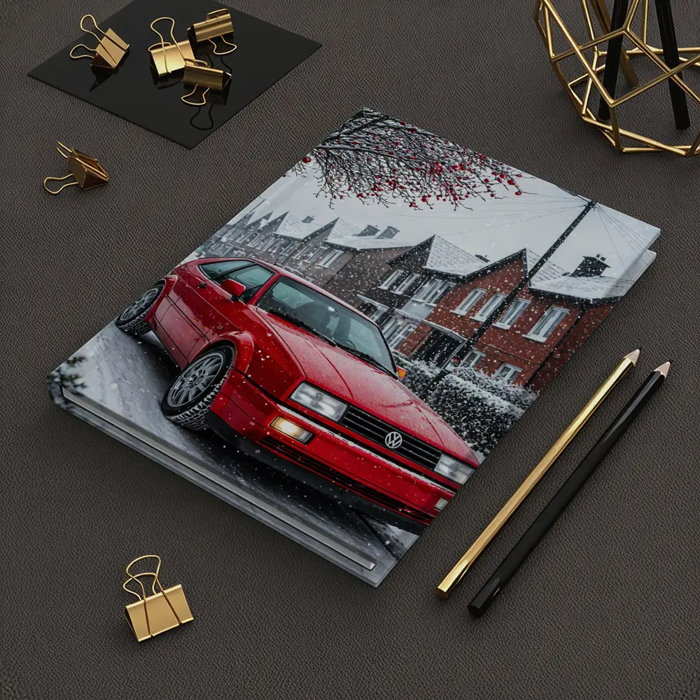 Volkswagen Corrado Red Car Snowy Street – Notebooks