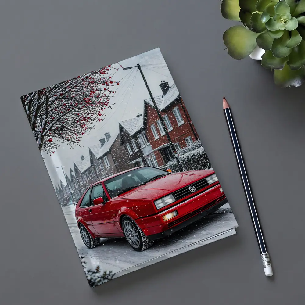 Volkswagen Corrado Red Car Snowy Street – Notebooks