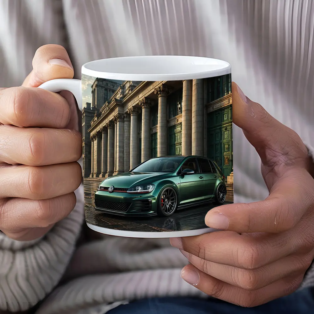 Volkswagen Golf GTI Green Neoclassical Building – Mugs