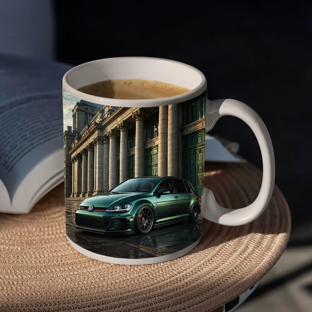 Volkswagen Golf GTI Green Neoclassical Building – Mugs