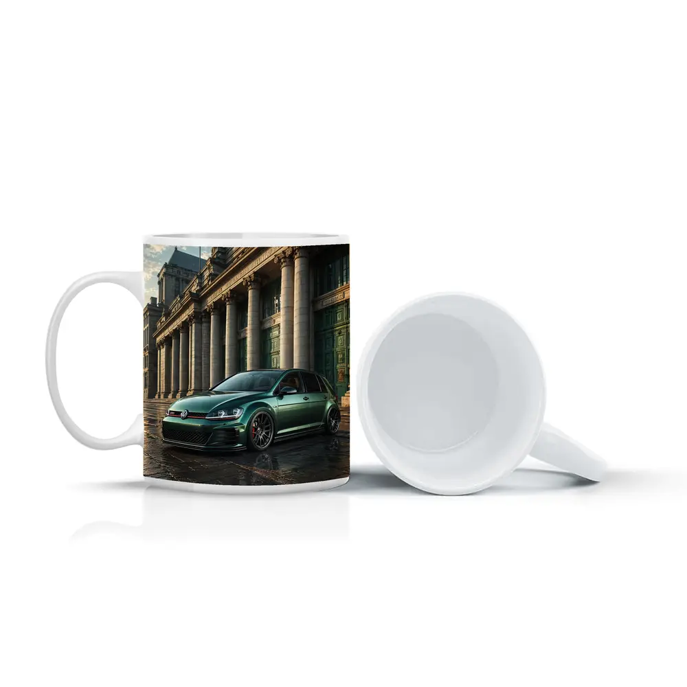 Volkswagen Golf GTI Green Neoclassical Building – Mugs