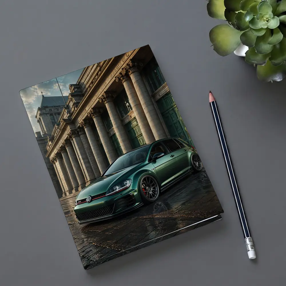 Volkswagen Golf GTI Green Neoclassical Building – Notebooks