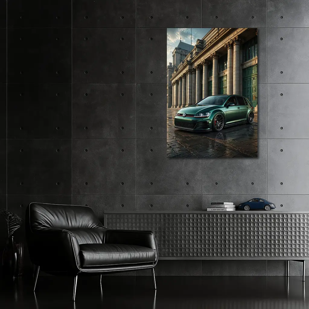 Volkswagen Golf GTI Green Neoclassical Building – Wall Art