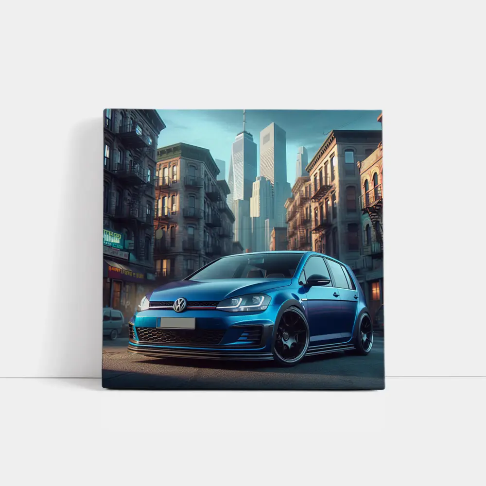 Volkswagen Golf GTI Blue City Street – Wall Art