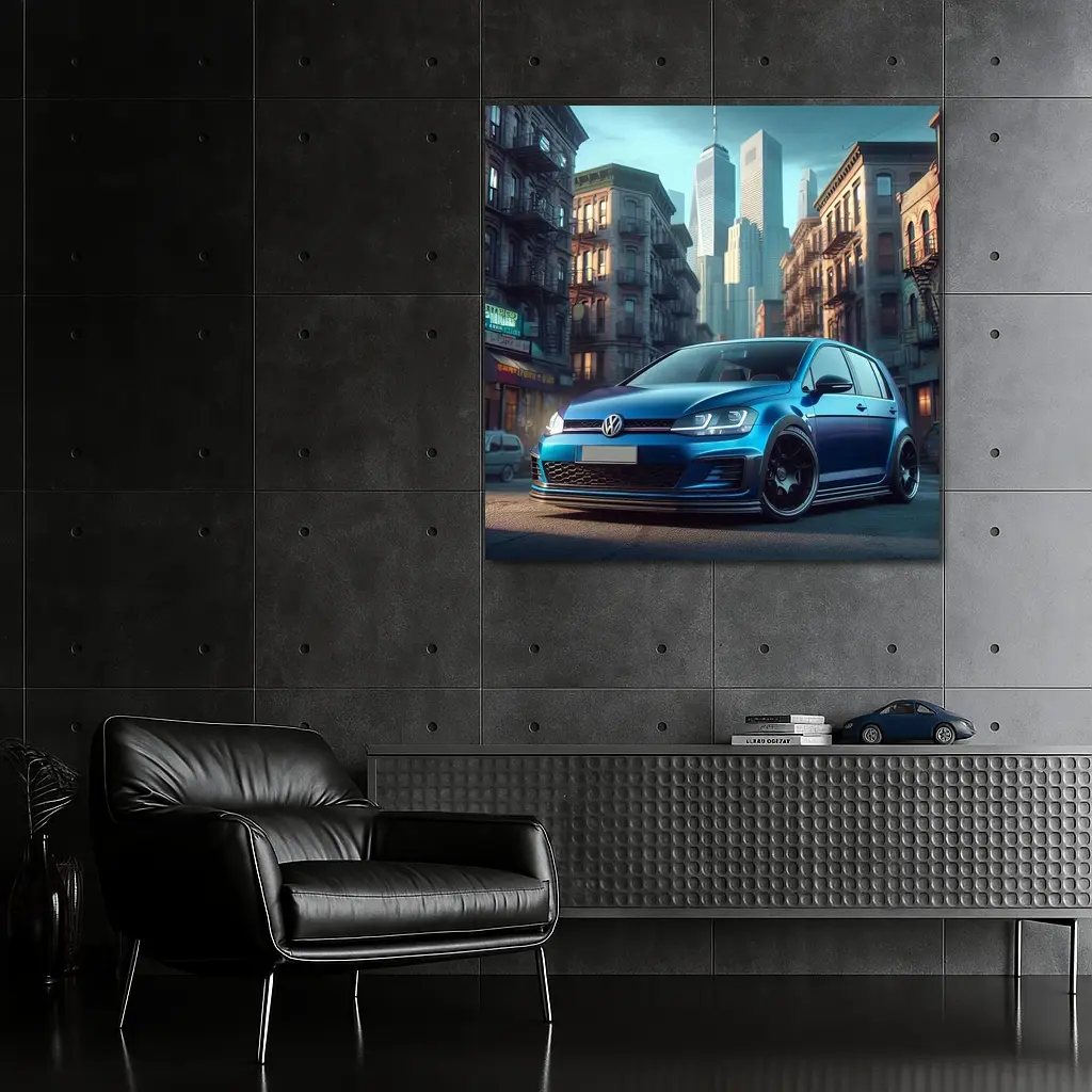 Volkswagen Golf GTI Blue City Street – Wall Art