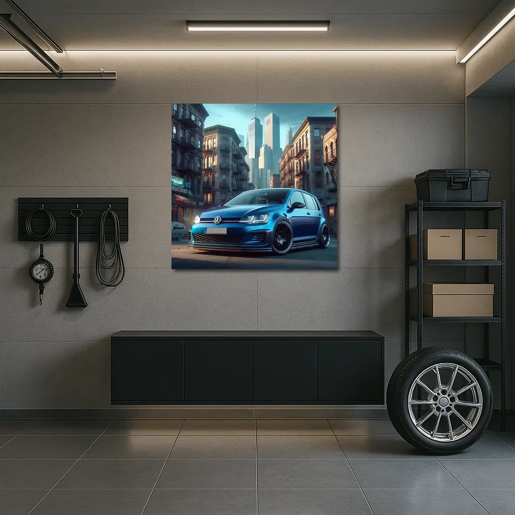 Volkswagen Golf GTI Blue City Street – Wall Art