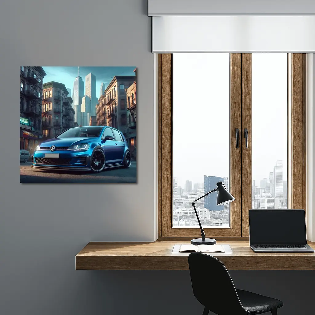 Volkswagen Golf GTI Blue City Street – Wall Art