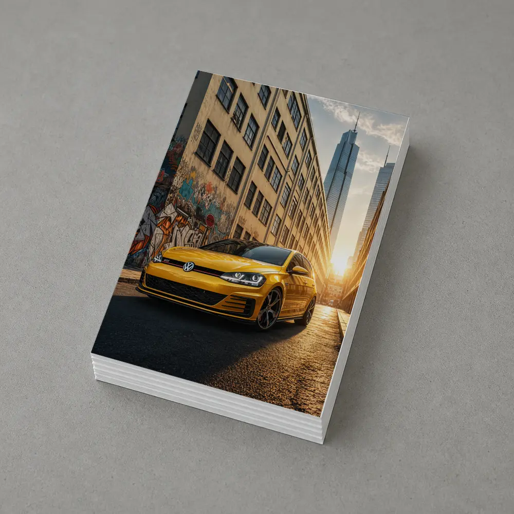 Volkswagen Golf GTI Yellow Urban Street Sunset – Postcards