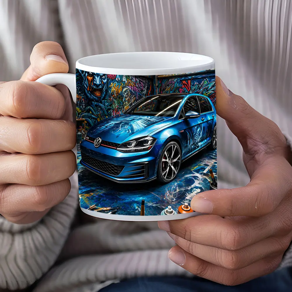 Volkswagen Golf GTI Blue Graffiti Garage – Mugs