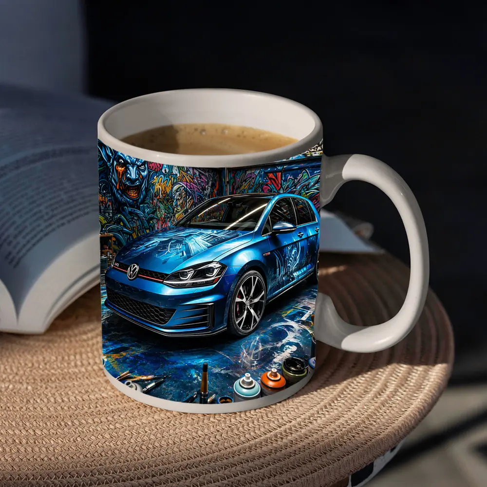 Volkswagen Golf GTI Blue Graffiti Garage – Mugs