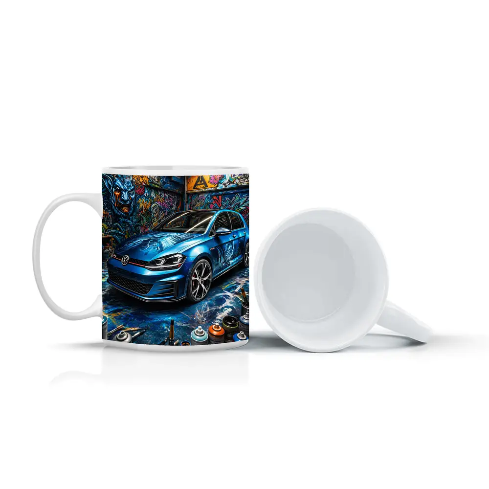 Volkswagen Golf GTI Blue Graffiti Garage – Mugs