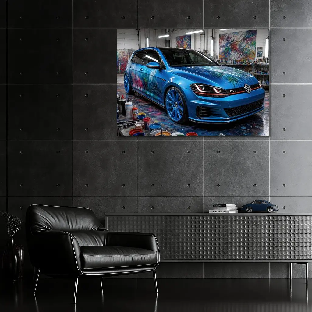 Volkswagen Golf GTI Blue Art Studio – Wall Art