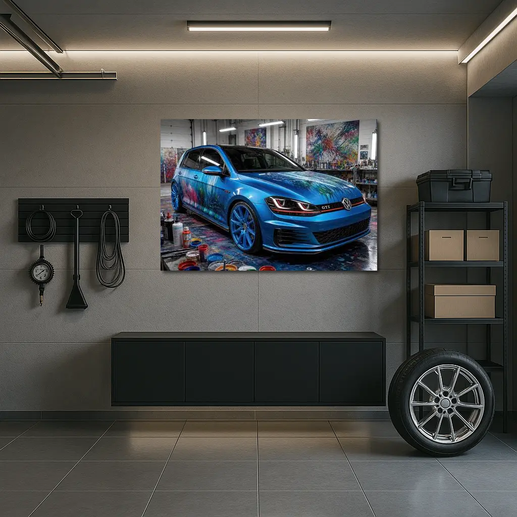 Volkswagen Golf GTI Blue Art Studio – Wall Art