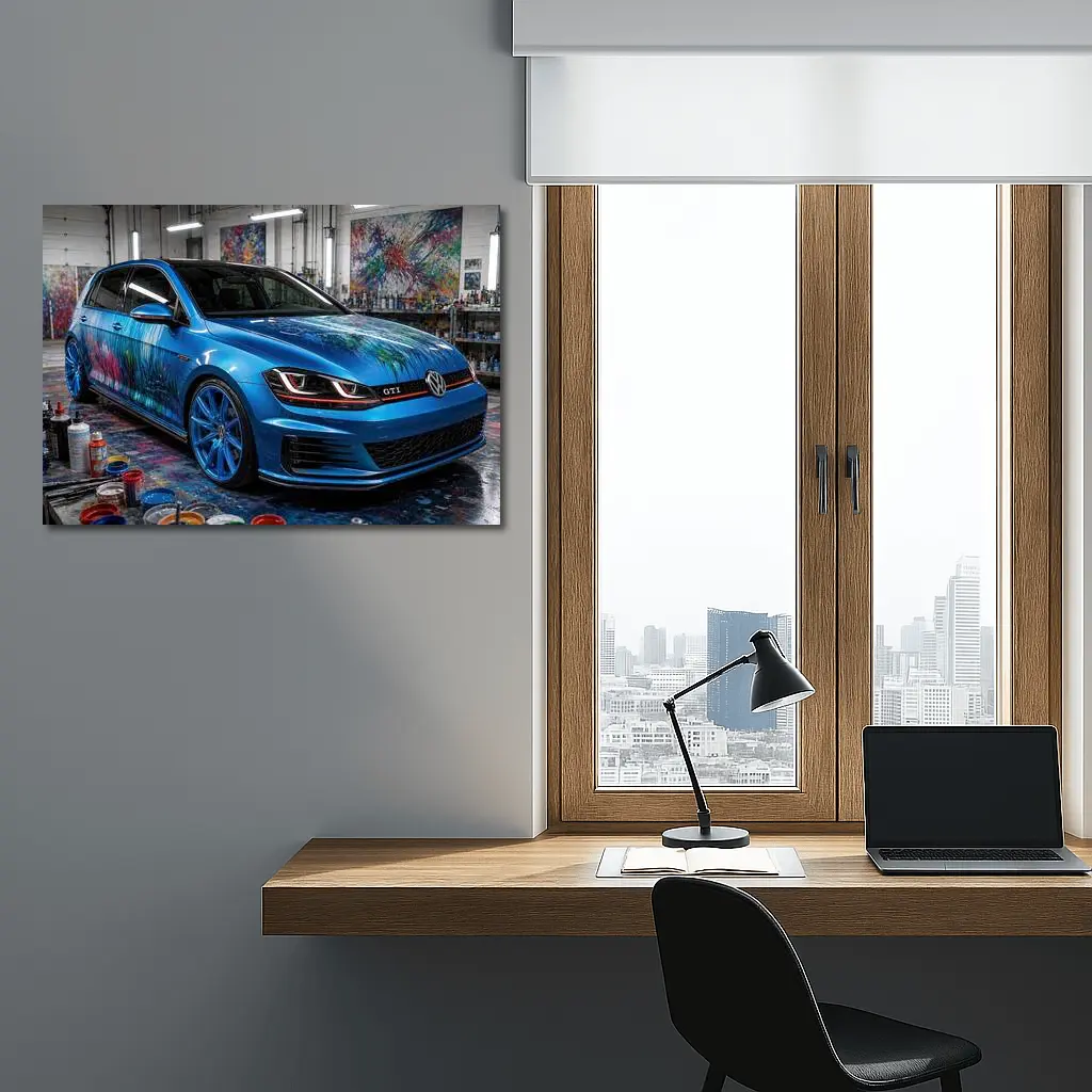 Volkswagen Golf GTI Blue Art Studio – Wall Art