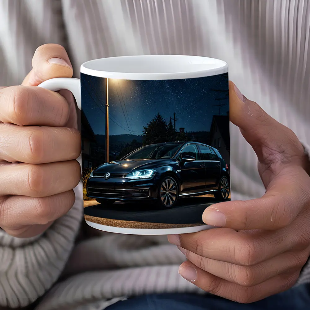 Volkswagen Golf Parked Under Night Sky – Mugs