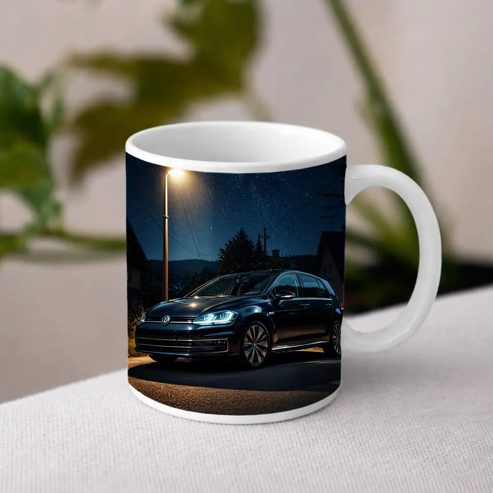 Volkswagen Golf Parked Under Night Sky – Mugs