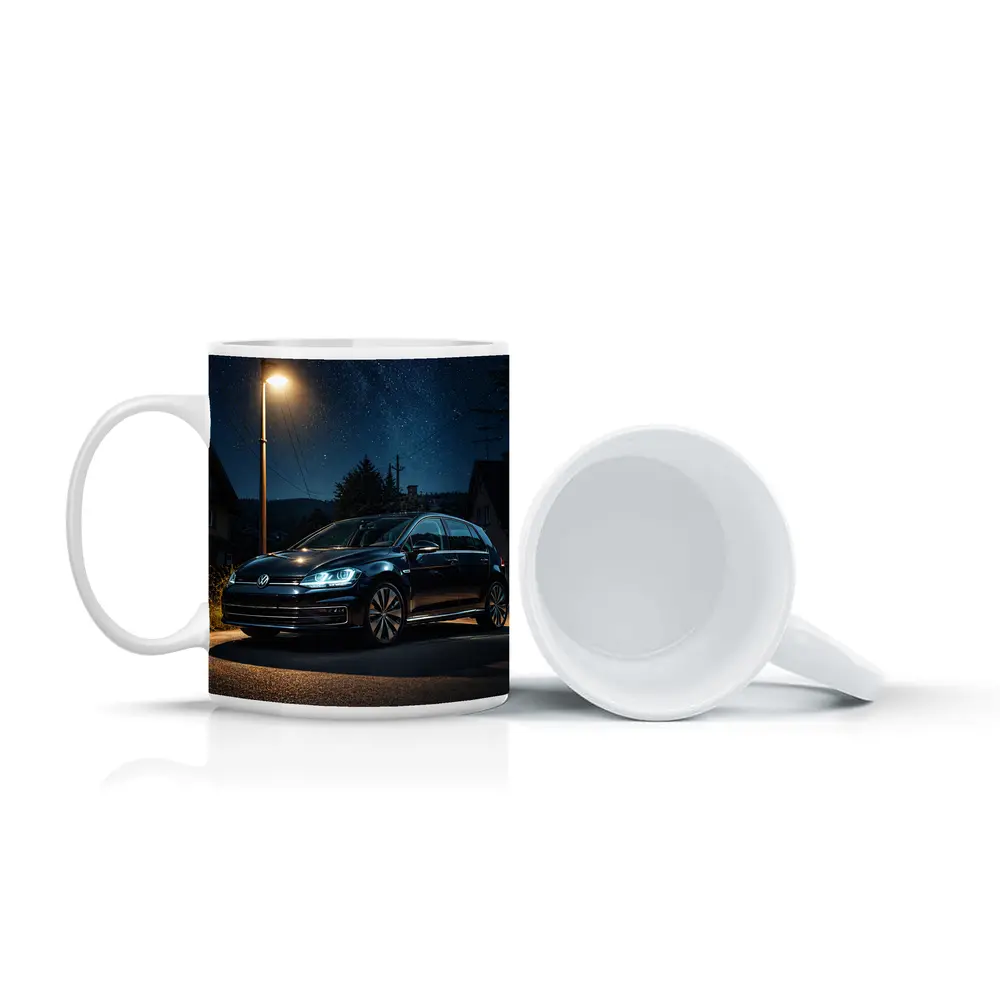 Volkswagen Golf Parked Under Night Sky – Mugs