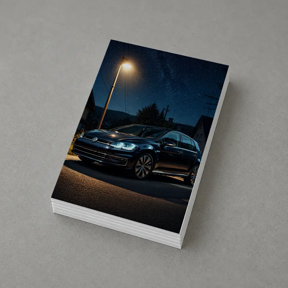 Volkswagen Golf Parked Under Night Sky – Postcards