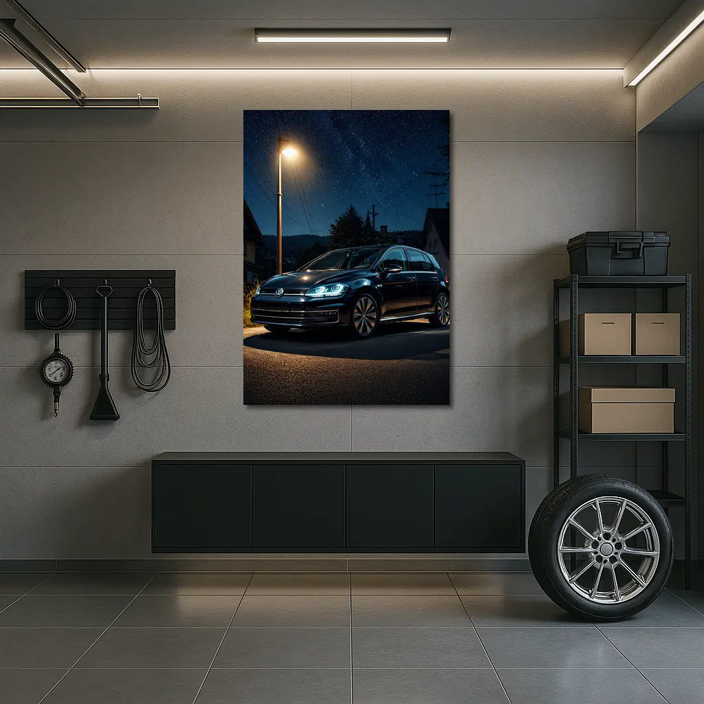 Volkswagen Golf Parked Under Night Sky – Wall Art
