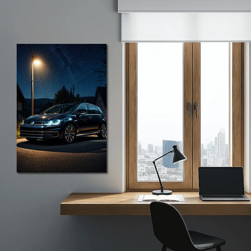 Volkswagen Golf Parked Under Night Sky – Wall Art
