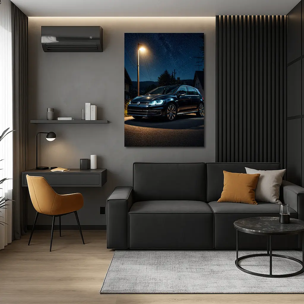 Volkswagen Golf Parked Under Night Sky – Wall Art