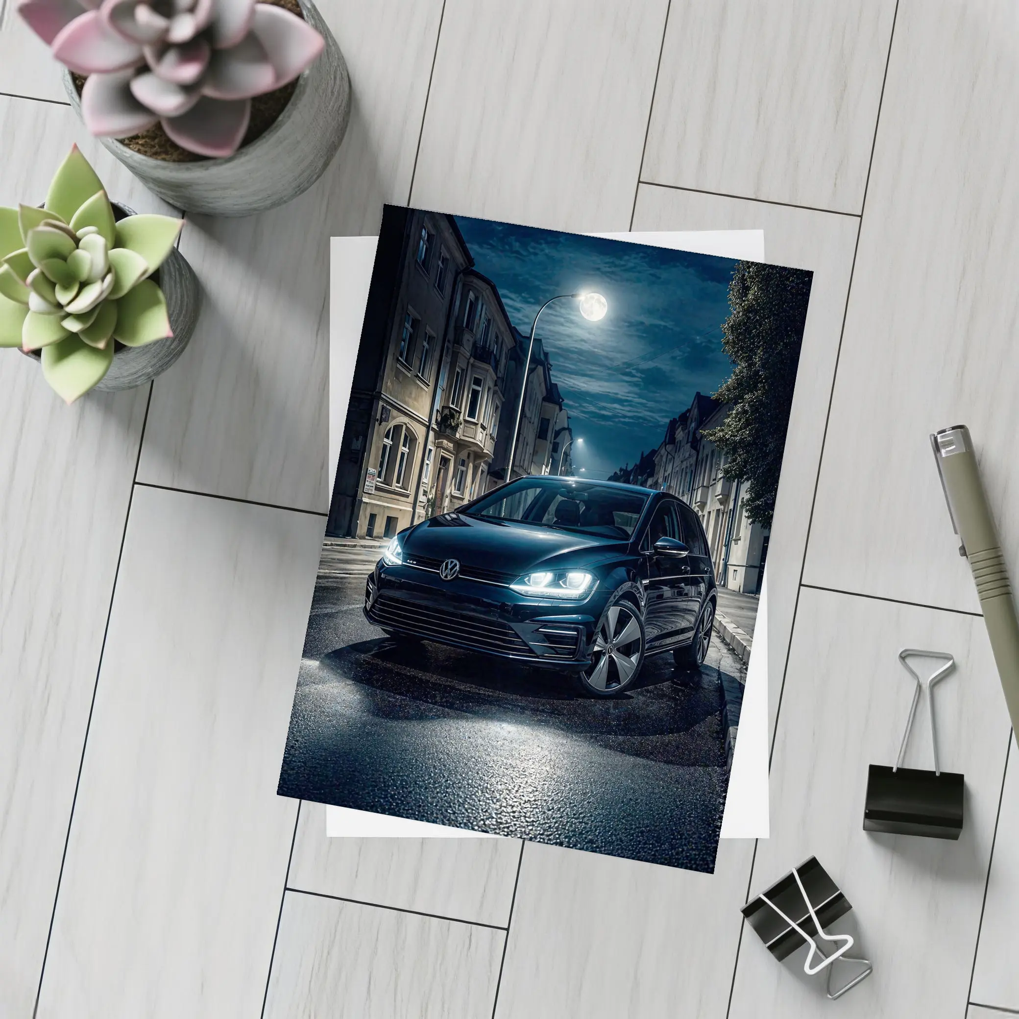 Volkswagen Golf GTI Dark City Night Street – Postcards