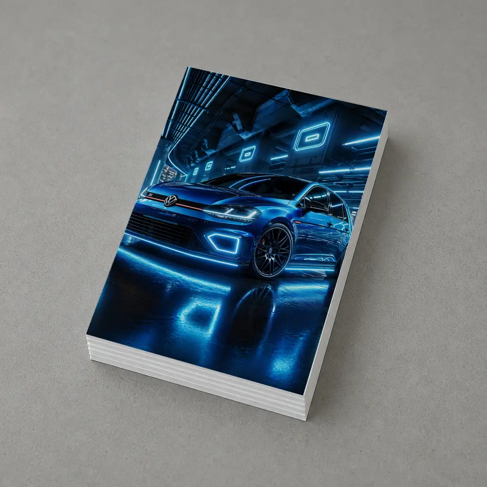 Volkswagen Golf R Blue Neon Garage – Postcards