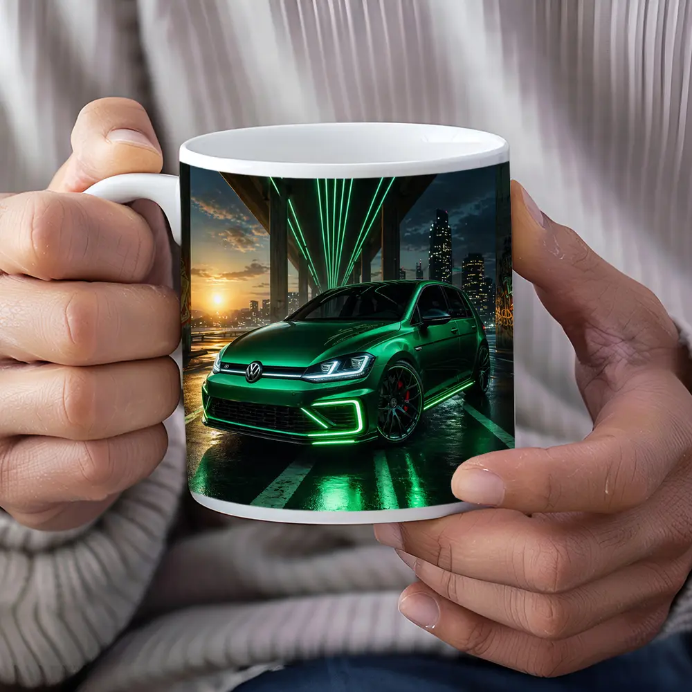 Volkswagen Golf R Green Neon Night City – Mugs