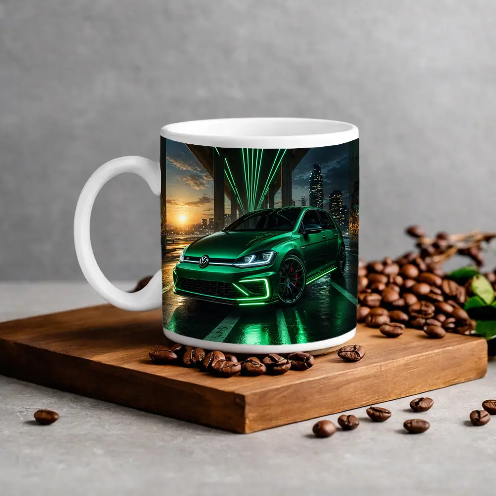Volkswagen Golf R Green Neon Night City – Mugs