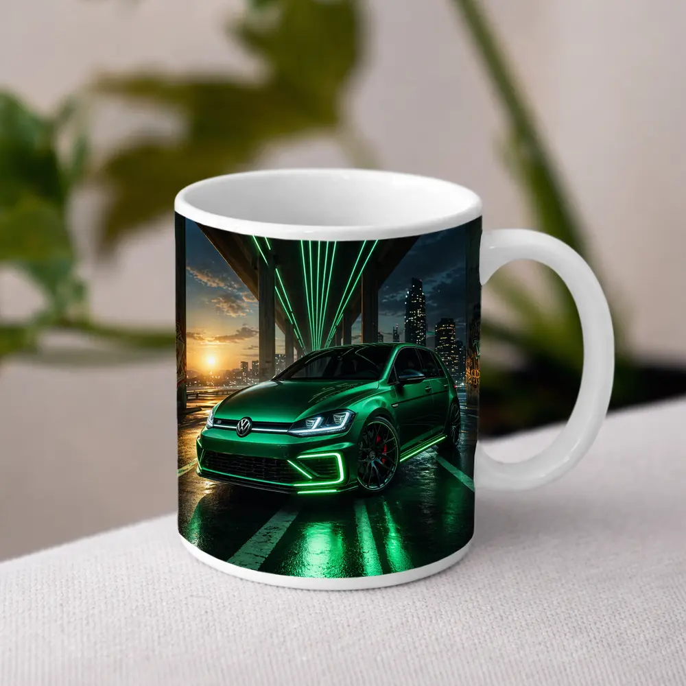 Volkswagen Golf R Green Neon Night City – Mugs