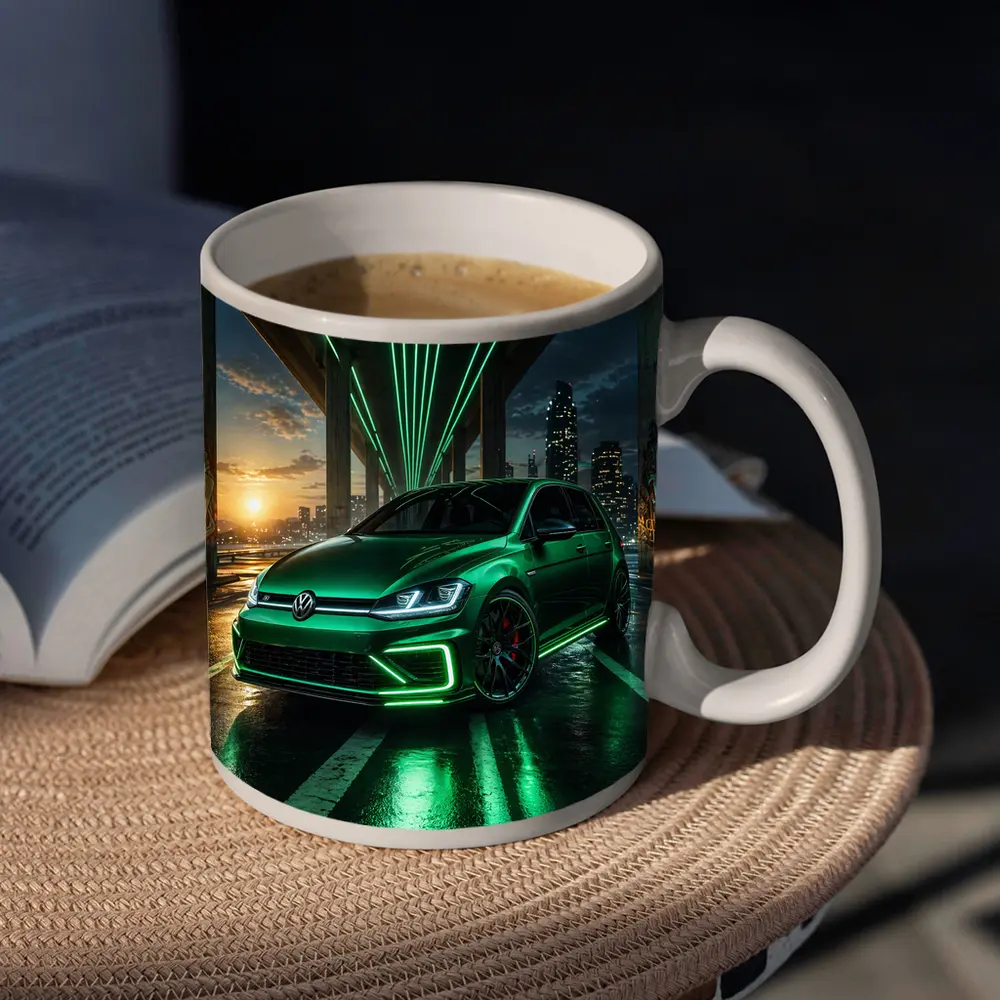 Volkswagen Golf R Green Neon Night City – Mugs