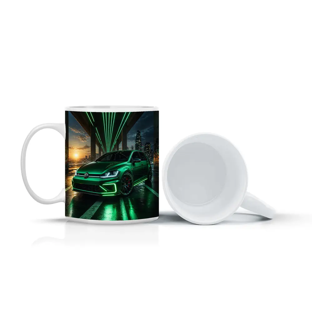 Volkswagen Golf R Green Neon Night City – Mugs