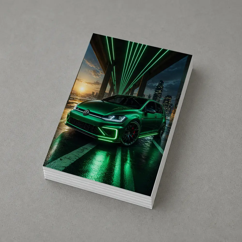 Volkswagen Golf R Green Neon Night City – Postcards