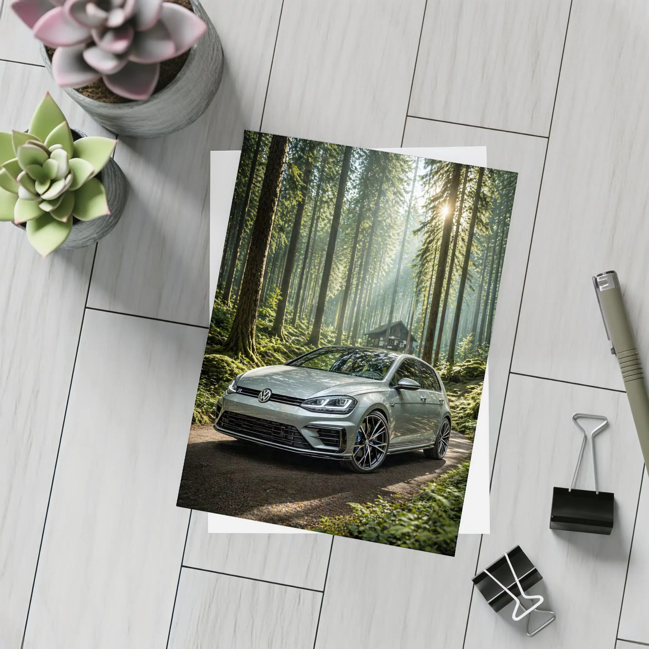 Volkswagen Golf R Forest Sunlight Setting – Postcards