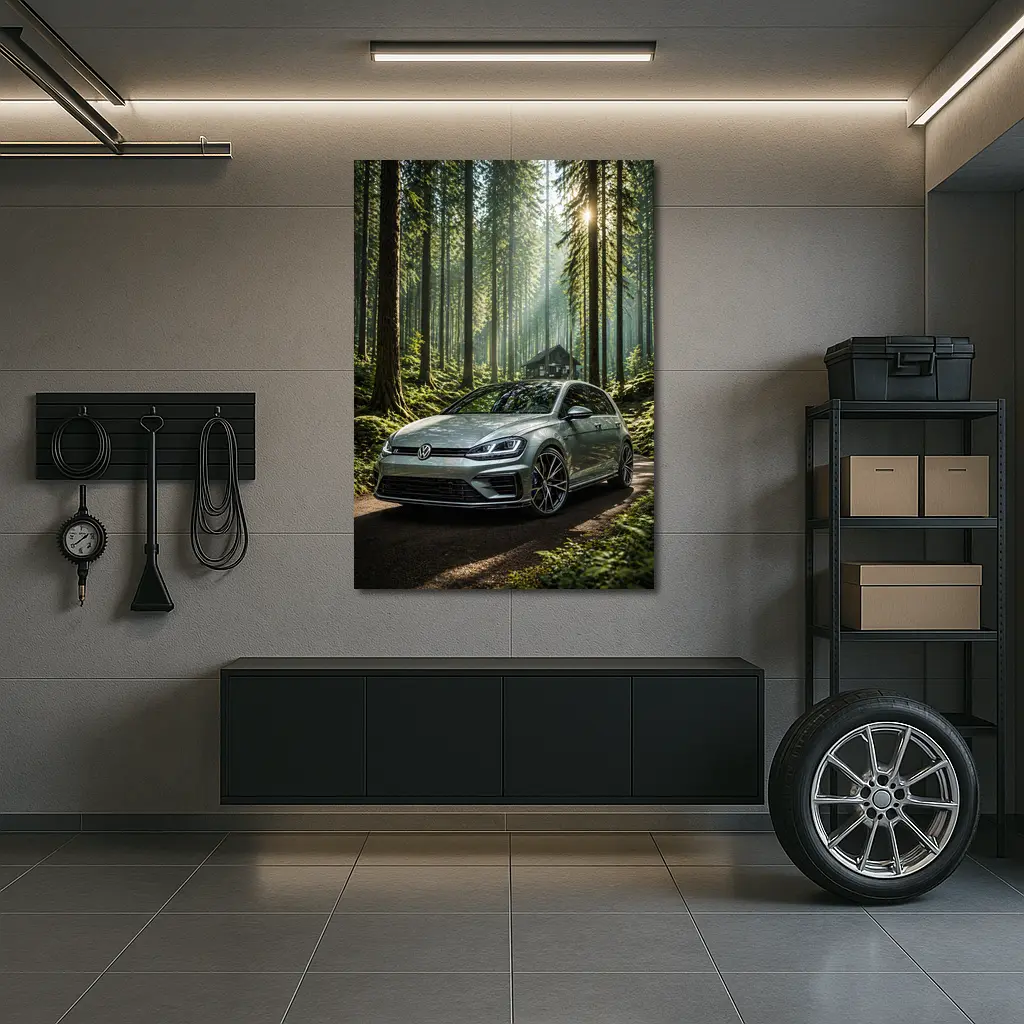 Volkswagen Golf R Forest Sunlight Setting – Wall Art