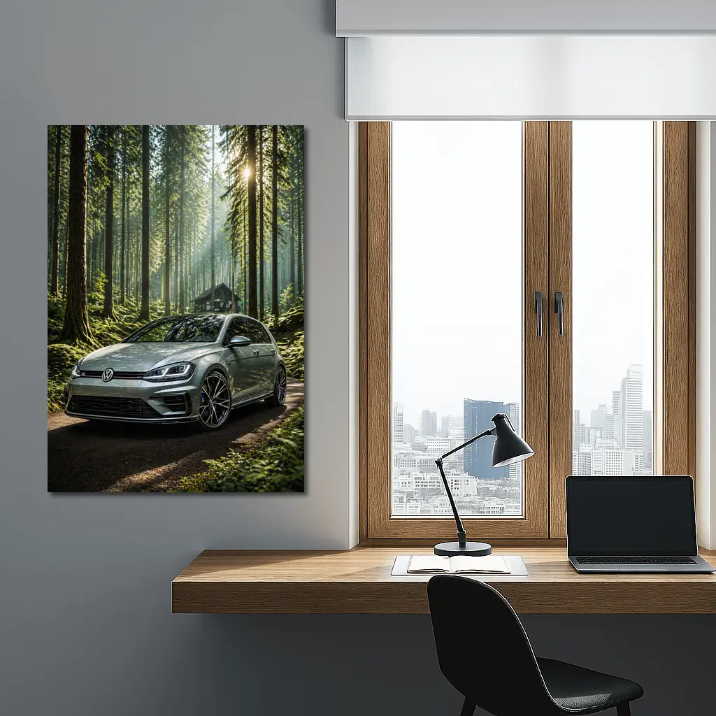 Volkswagen Golf R Forest Sunlight Setting – Wall Art