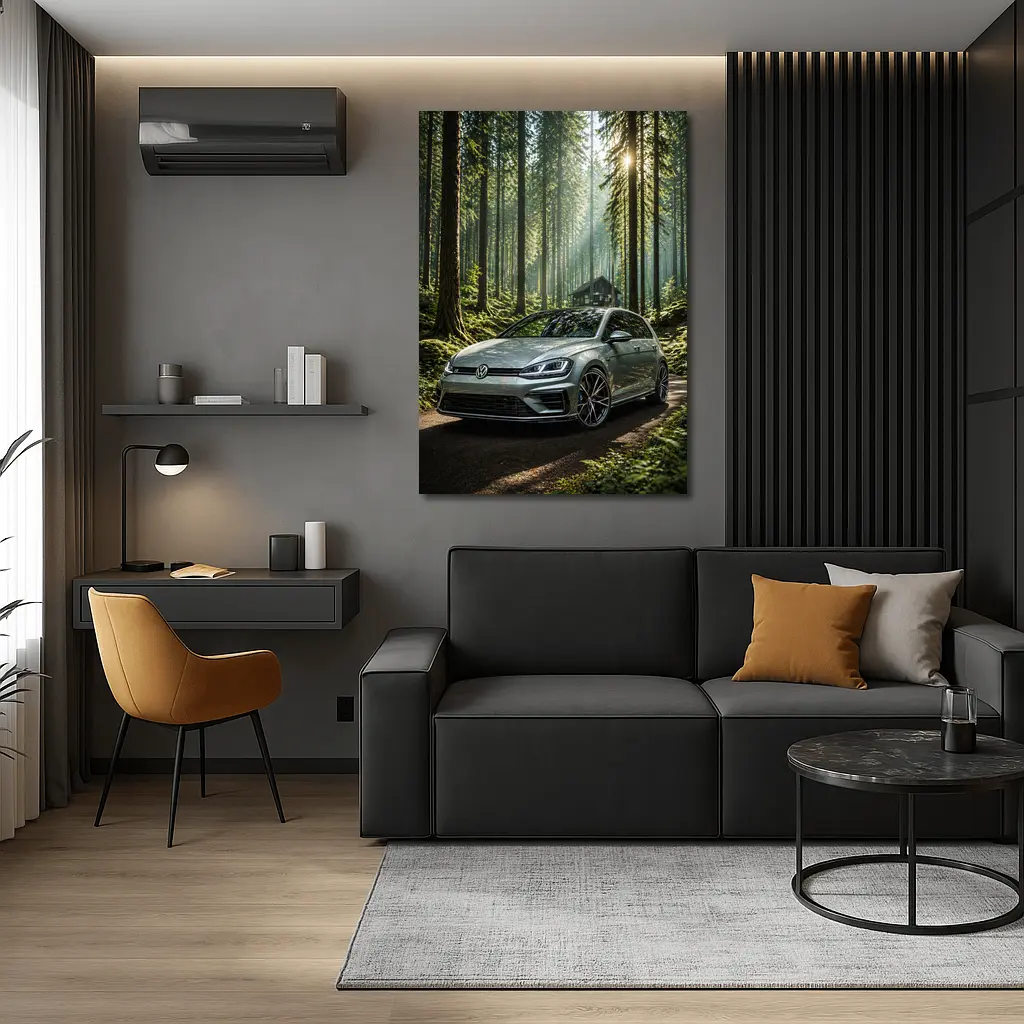 Volkswagen Golf R Forest Sunlight Setting – Wall Art