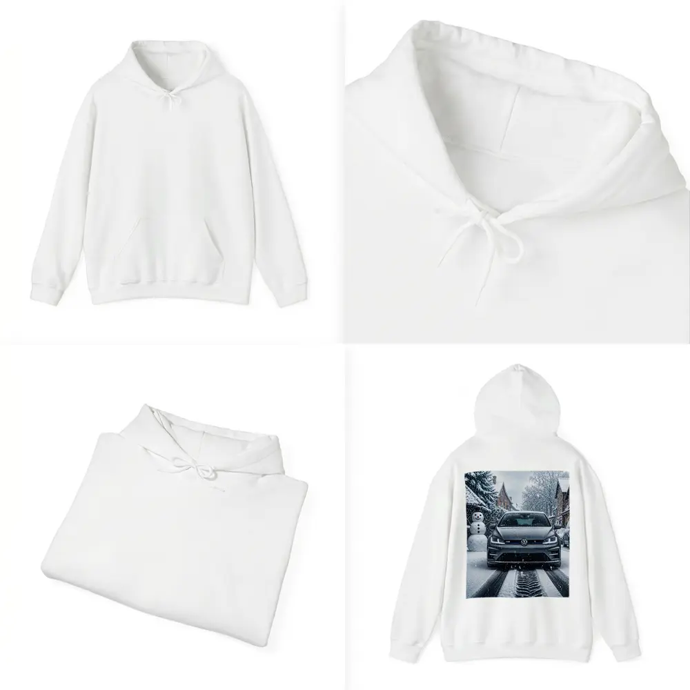 Volkswagen Golf R Driving Through Winter Snow – Hoodies
