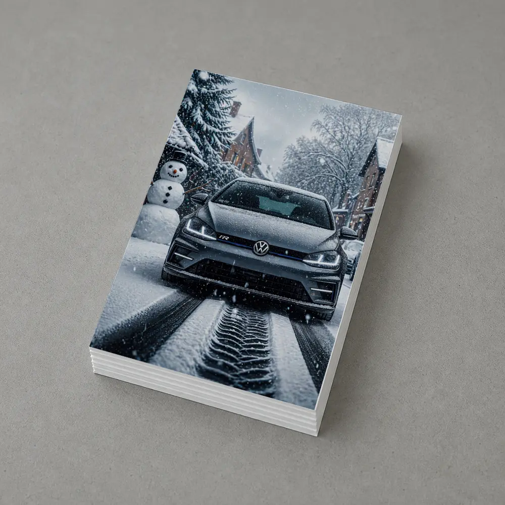 Volkswagen Golf R Driving Through Winter Snow – Postcards