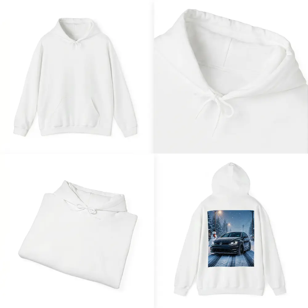 Volkswagen Golf R Black Winter Snow Night – Hoodies